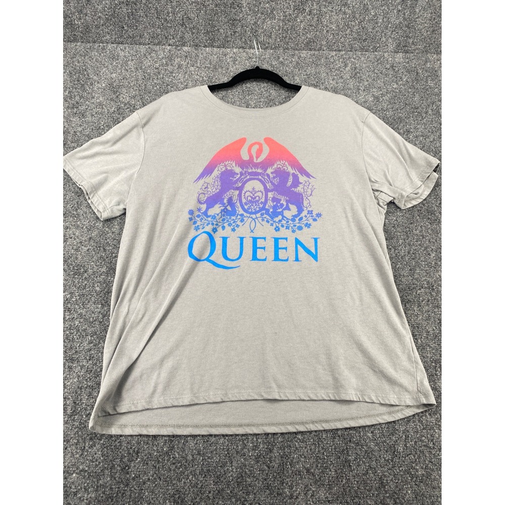 Time and Tru Queen Band Graphic T-Shirt Women Large L 12-14 Gray Ombre Crest